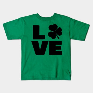 Saint Patricks Day Love Shamrock Typography Kids T-Shirt